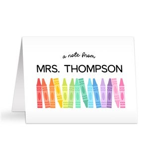 Color Crayon Personalized Teacher Note Cards  - 47009