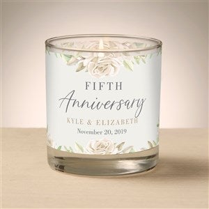 Floral Anniversary Personalized 8oz Glass Candle