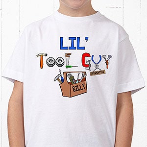 Kids Little Tool Guy Personalized T-Shirt - Youth Small (6-8) - Navy
