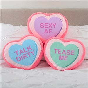 Flirty Conversation Heart Personalized Heart Throw Pillow