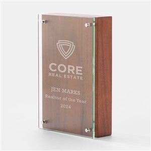 Personalized Logo Wood & Glass Recognition Award - 47052