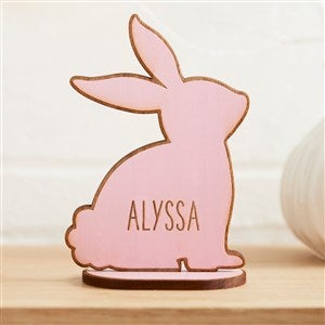 Personalized Wooden Easter Bunny Shelf Decoration - Pink