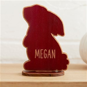 Personalized Wooden Easter Bunny Shelf Decoration - Red