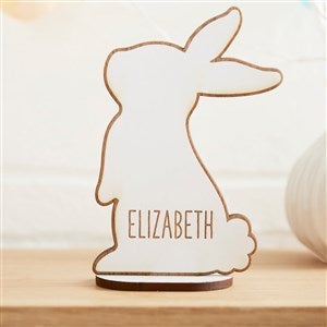 Personalized Wooden Easter Bunny Shelf Decoration - White