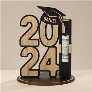Graduation Personalized Wood Money Holder - Black