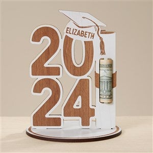 Graduation Personalized Wood Money Holder - White