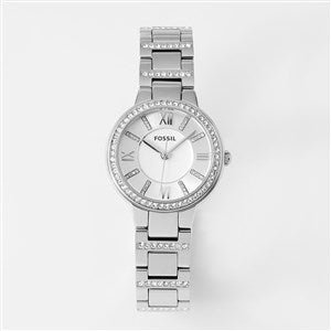 Corporate Fossil Virginia Silver and Crystal Watch - 47219