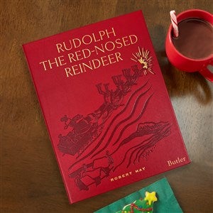 Rudolph The Red-Nosed Reindeer Personalized Leather Book  - 47292D