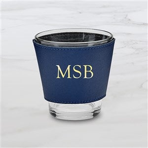 Personalized Leather Wrapped Glass Set - 47307D