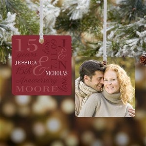 Eternal Love Personalized Metal Anniversary Christmas Ornament - 2 Side