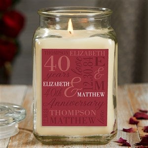 Eternal Love Personalized Anniversary Large Glass Candle Jar - Vanilla