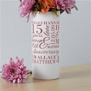 Eternal Love Personalized White Anniversary Flower Vase