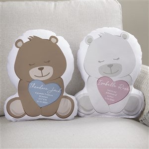 Birth Info Personalized Teddy Bear Character Throw Pillow