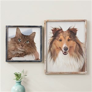 Cartoon Your Pet Personalized Barnwood Framed Wall Art - 47422