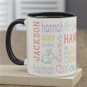 Easter Repeating Name Personalized Coffee Mugs - Black