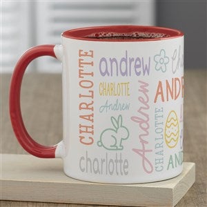 Easter Repeating Name Personalized Coffee Mugs - Red