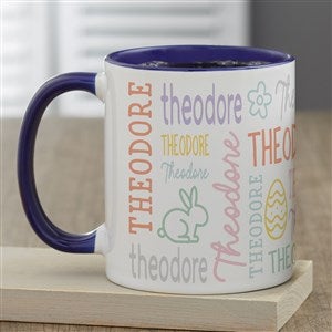 Easter Repeating Name Personalized Coffee Mugs - Blue
