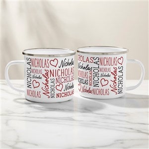 Repeating Name Heart Personalized Enamel Mug - Large