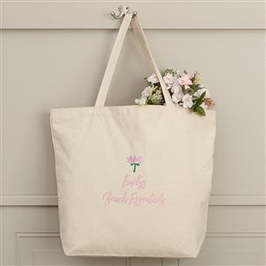 Flowers For Her Embroidered Canvas Tote Bag - Large