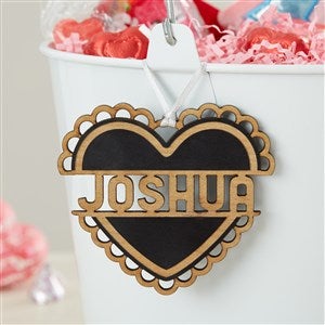 Heart Name Personalized Wood Valentine's Day Basket Tag - Black