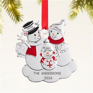 Snowman Family Personalized Metal Ornament
