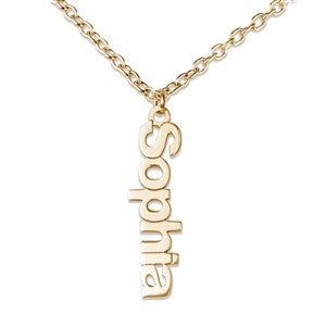 Personalized Vertical Name Gold Charm Necklace - One Name