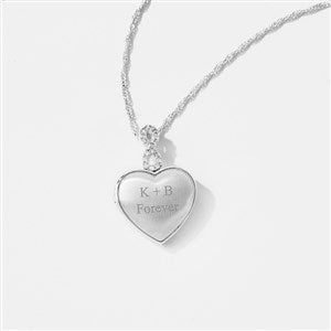 Engraved Sterling Silver Infinity Bail Heart Locket     - 47584
