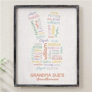 Easter Bunny Repeating Name Personalized Wall Art - Black - 14x18