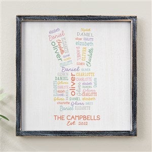 Easter Bunny Repeating Name Personalized Wall Art - Black - 12x12