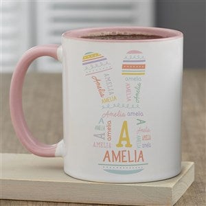 Easter Bunny Repeating Name Personalized Coffee Mugs - Pink