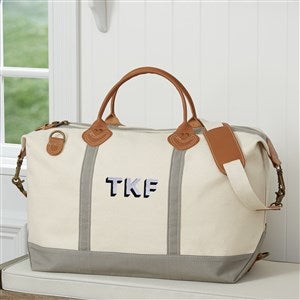 Shadow Name Embroidered Canvas Duffel Bag - Grey