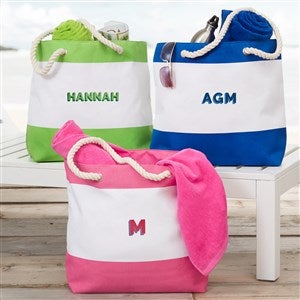 Shadow Name Embroidered Beach Bag - 47653