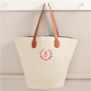 Floral Wreath Personalized Straw Beach Bag  - 47690