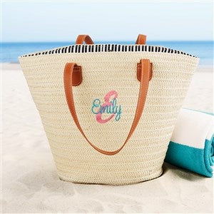 Playful Name Personalized Straw Beach Bag