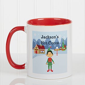 Personalized Christmas Mugs - Family Character - Red Handle