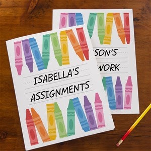 Watercolor Crayon Personalized Folders - Set of 2 - 47786