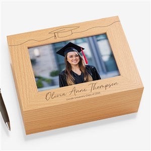 Personalized Graduation Photo Keepsake Box - Scripty Grad Cap - 47798