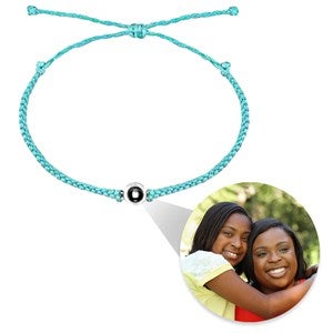 Custom Photo Projection Rope Bracelet- Turquoise - #47818D-TUR