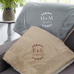 Their Initials Embroidered Sherpa Blanket - 47822