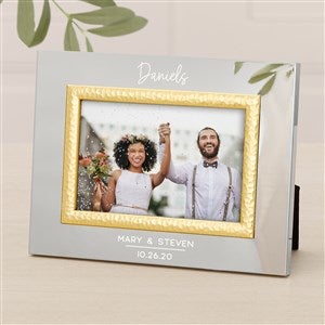 Modern Wedding Personalized Silver & Gold Hammered Frame - 4 x 6
