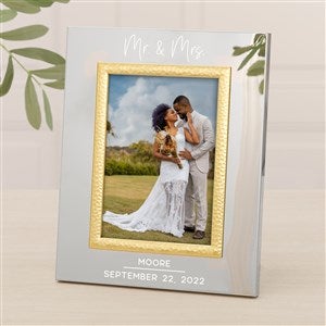 Modern Wedding Personalized Silver & Gold Hammered Frame - 5 x 7