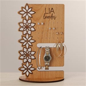 Wooden Flowers Personalized Jewelry Holder - Natural