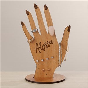 Wooden Hand Personalized Jewelry Holder - Natural Alderwood