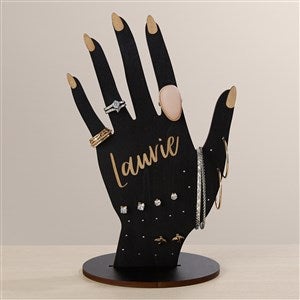 Wooden Hand Personalized Jewelry Holder - Black Poplar