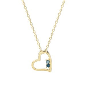 Custom Heart Birthstone Necklace - 2 Stones