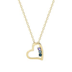 Custom Heart Birthstone Necklace - 3 Stones