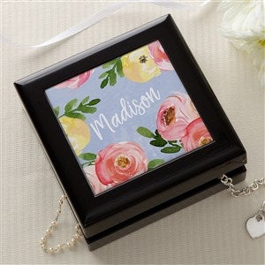 Floral Print Personalized Jewelry Box  - 47968