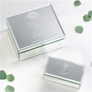 Birth Month Flower Engraved Glass Jewelry Boxes - 47987