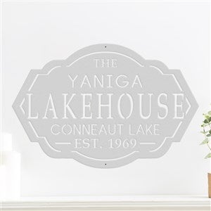 Personalized Lake House Steel Sign- Silver