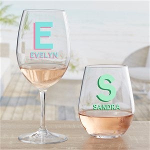 Shadow Monogram Personalized Tritan Wine Glass  - 48050